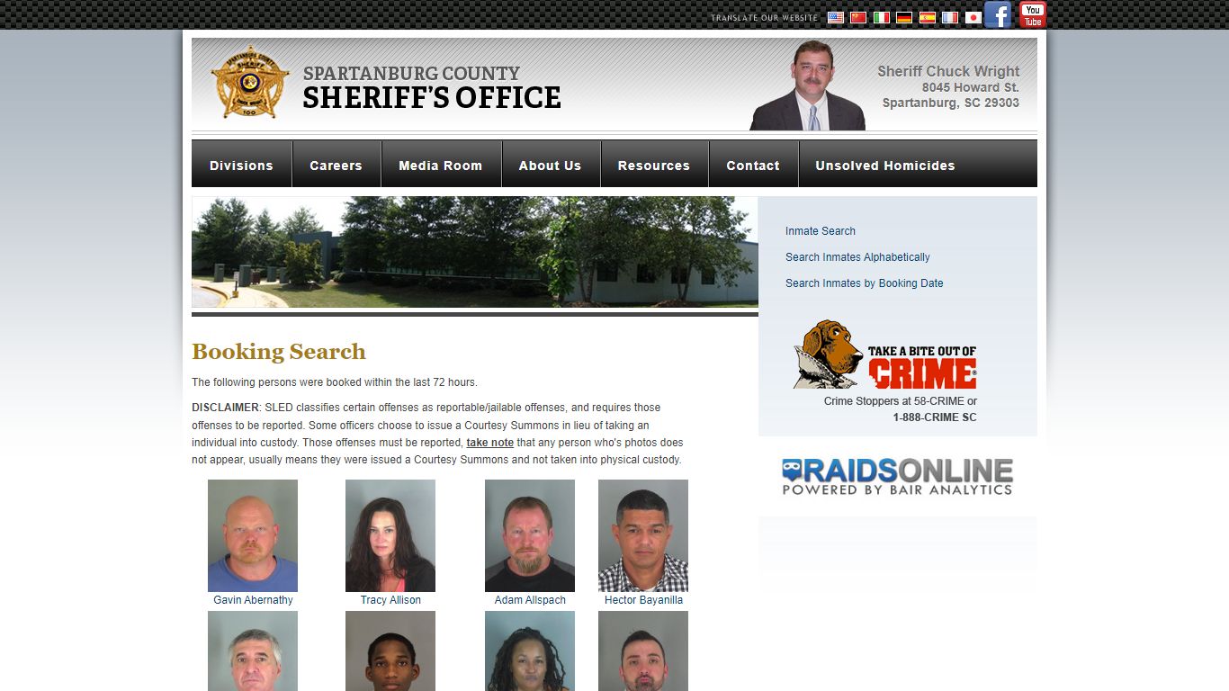 Booking Search : Spartanburg Sheriff